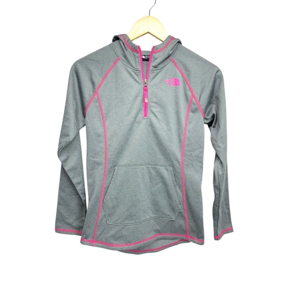 The North Face Gray Pink 1/4 Zip Hoodie Girls Size Large 14/16